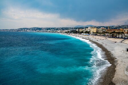 View of the Mediterranean Sea in Nice, Franceの写真素材