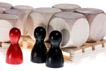 Logistics symbolized by wooden pieces, isolated