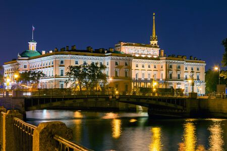 The Mikhailovsky Engineering Castle in St. Petersburg at nightのeditorial素材