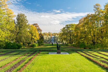 Great Catherine Park with antique statues in the state Museum-reserve Tsarskoye Selo in Pushkin, Russiaのeditorial素材