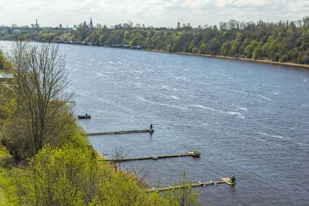 The river Volkhov near the village Semenkovo, Leningrad oblastの写真素材