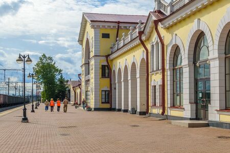 RUSSIA, LENINGRAD REGION, VOLKHOV-1 â August, 2016: Railway station in the town of Volkhov-1のeditorial素材