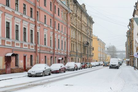 RUSSIA, SAINT-PETERSBURG - November, 2016: the heavy snowfall in the cityのeditorial素材