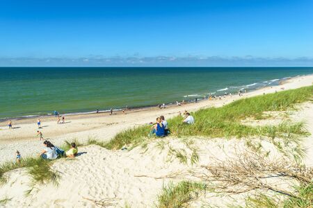 RUSSIA, VILLAGE of "MARINE"- August, 2016: the Beach on the Curonian spitのeditorial素材