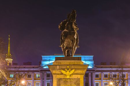 RUSSIA, SAINT PETERSBURG - January, 2017: the Monument to Peter 1. Maple street in Engineering the square in front of Mikhailovsky castleのeditorial素材