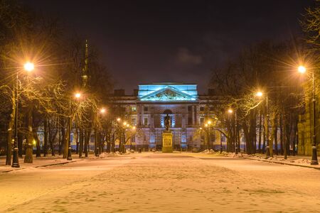 RUSSIA, SAINT PETERSBURG - January, 2017: the Monument to Peter 1. Maple street in Engineering the square in front of Mikhailovsky castleのeditorial素材