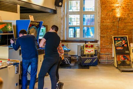 RUSSIA, SAINT-PETERSBURG - January, 2016: Museum of Soviet slot machines on Konyushennaya squareのeditorial素材