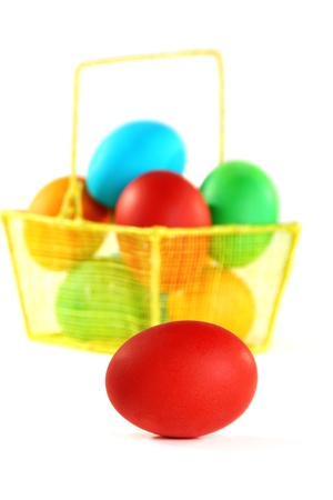 Easter eggs isolated on a white background.の写真素材