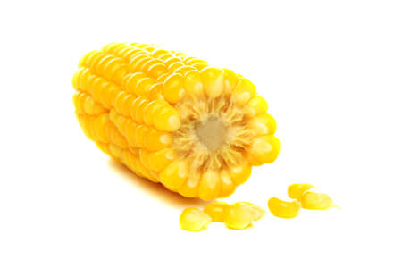 Ripe corn isolated on a white background.の写真素材