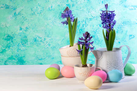 Homemade decorate beautiful tulips cakes on white wooden table with copy space. Concept of homemade desserts for holidays, birthday, Valentine's day, weddingの写真素材