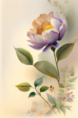 Watercolor peonies illustration. Wedding invitation. Flowers art. Ai generatedの素材