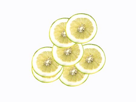 slice lemon Tropical fruit and white background.の写真素材