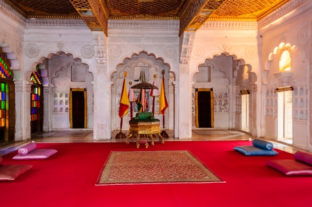 Throne room and Royal court of Marwar King, Mehrangarh fort, Rajasthan, Indiaのeditorial素材