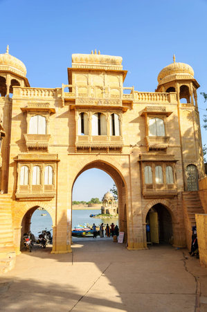 Ancient archway, gate of gadisar lake, Jaisalmer, Rajasthanの写真素材