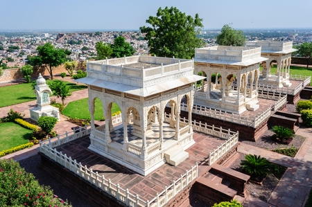 Marble cenotaphs of Marwar Kings, Jaswant Thada, Jodhpur, Rajasthan, Indiaのeditorial素材