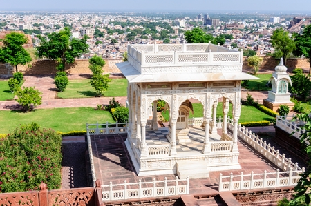 Marble cenotaphs of Marwar Kings, Jaswant Thada, Jodhpur, Rajasthan, Indiaのeditorial素材