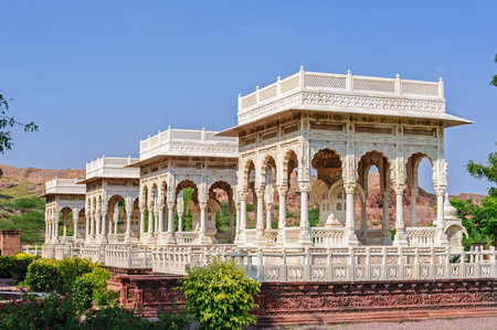 Marble cenotaphs of Marwar Kings, Jaswant Thada, Jodhpur, Rajasthan, Indiaのeditorial素材