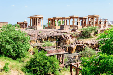 Runis of cenotaphs of Marwar kings at Jaswant thada, Jodhpur, Rajsthan, Indiaのeditorial素材