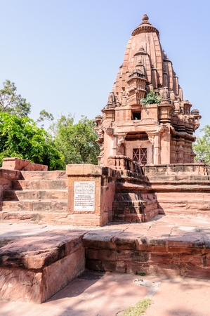 Ancient rock curved temples of Hindu Gods and godess at Mandor garden, Jodhpur, Rajasthan, Indiaのeditorial素材
