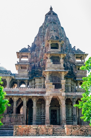 Ancient rock curved temples of Hindu Gods and godess at Mandor garden, Jodhpur, Rajasthan, Indiaの写真素材