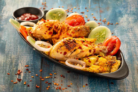 Mango mousse on a plate with copy spaceの写真素材