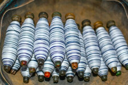 Number Of Thread Container Of Cloth Weaving Machine.の写真素材