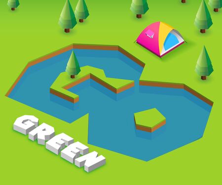 Go Green. Green Poster template for invitation or event, 3D illustrationの写真素材