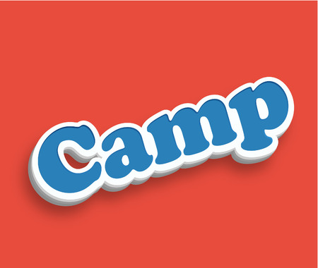 Camp Text for Title or Headline. In 3D Fancy Fun and Futuristic styleの写真素材
