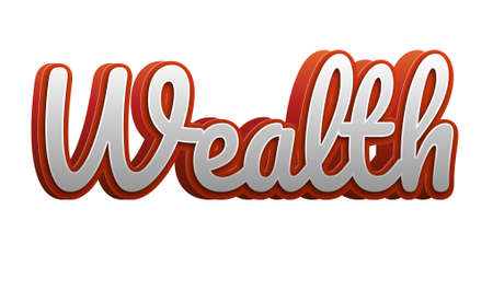 Wealth Text for Title or Headline. In 3D Fancy Fun and Futuristic styleの写真素材