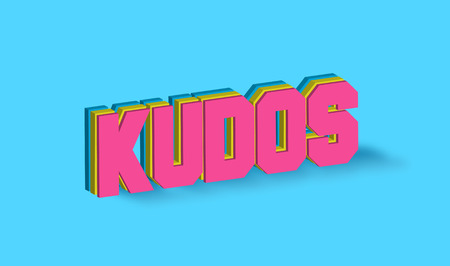 Kudos Text for Title or Headline. In 3D Fancy Fun and Futuristic styleの写真素材
