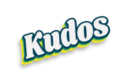 Kudos Text for Title or Headline. In 3D Fancy Fun and Futuristic styleの写真素材