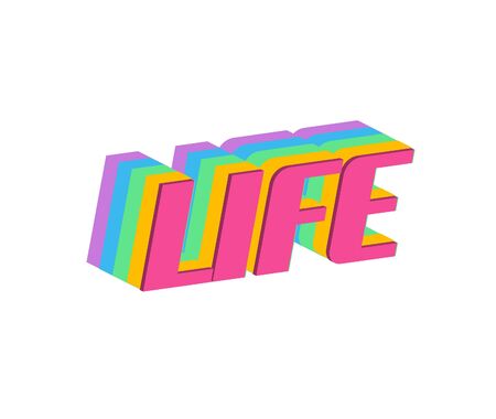 Life Text for Title or Headline. In 3D Fancy Fun and Futuristic styleの写真素材