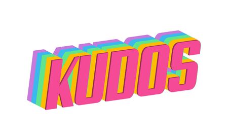 Kudos Text for Title or Headline. In 3D Fancy Fun and Futuristic styleの写真素材