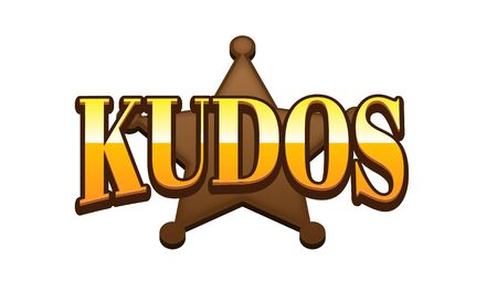 Kudos Text for Title or Headline. In 3D Fancy Fun and Futuristic styleの写真素材
