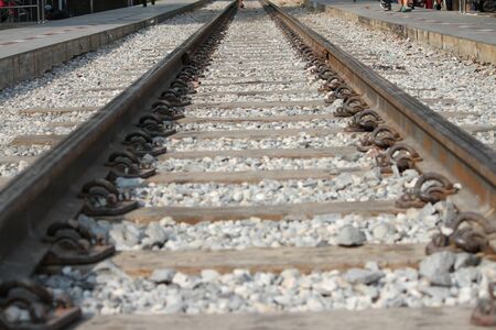Railway or railroad tracks for train transportation.