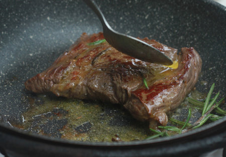 Steak that is in the panの写真素材