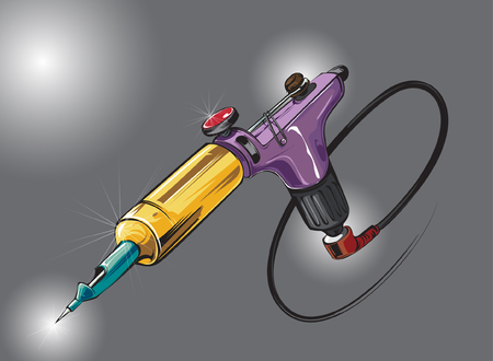 hand draw rotary tattoo machine. Colored variations. Vector illustration.のイラスト素材