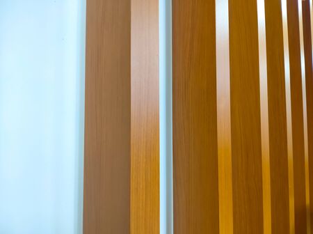 Texture of wood lath white wall background. Interior of Wooden cube background wall. Concept of advertising. 3D renderingの写真素材