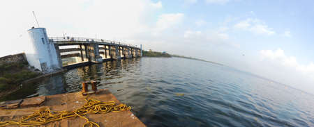Panoramic View Of Chembarambakkam Lake Located in Chennai. Largest Water Supply Lake In Chennai. Chennai Metroの写真素材