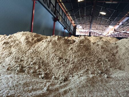 animal feed Large bulk products placed on the ground floor of the warehouse, which is a type of fodder. Organized in the animal feed business group Waiting for delivery to customersの写真素材