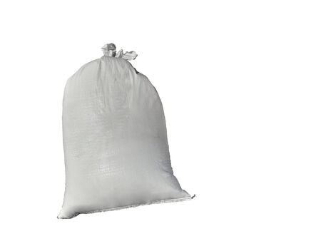 White hemp sack Packing chemical fertilizer, sugar, flour, rice waiting for delivery on the  White Backgroundの写真素材