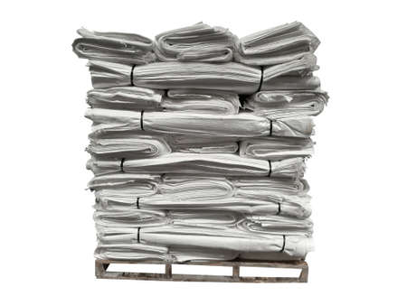 Old hemp sacks placed on a white background.