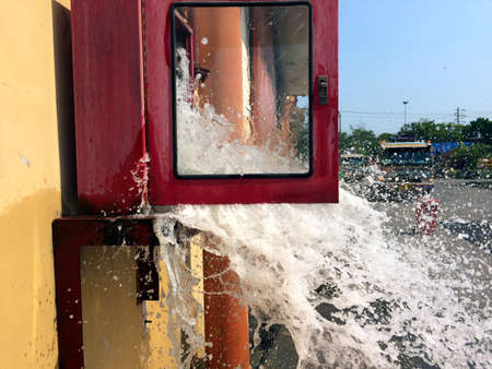 Old Red cabinet hose is used for connecting a fire hose. Because it is damaged, unusable Need to...