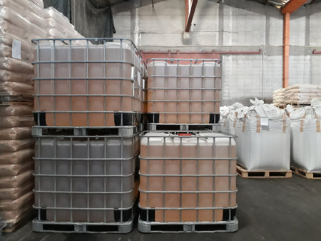 Stock Chemical fertilizer Urea jumbo-bag in a warehouse waiting for shipment.