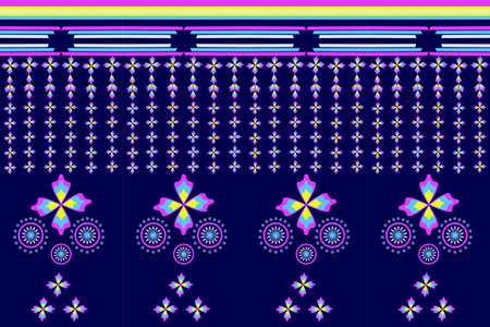 geometric lines blue and pink yellow Intertwined with fabric patterns, skirts, shirts, tablecloths, socks, curtains, pillows, hats, made into a large piece of fabric, patternsのイラスト素材