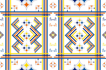 blue, yellow, orange, lattice-contiguous checkered backgroundのイラスト素材