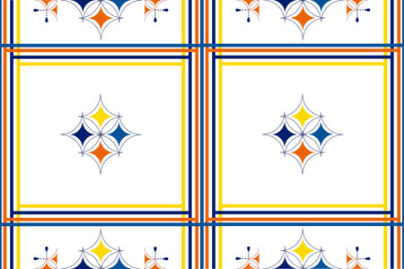 blue, yellow, orange, lattice-contiguous checkered backgroundのイラスト素材