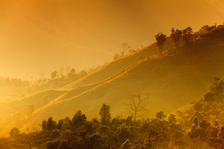 sunset over mountains in Nan ,Thaialndの写真素材
