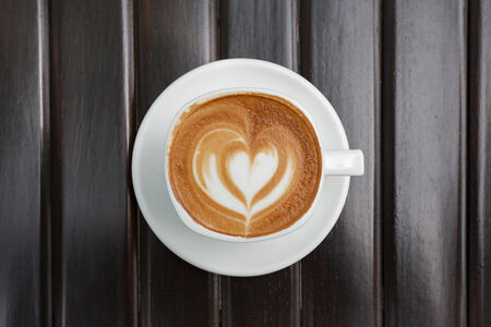 Top view cup of coffee latte
