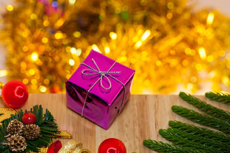 Christmas and Happy New Year gift boxes decorationsの写真素材